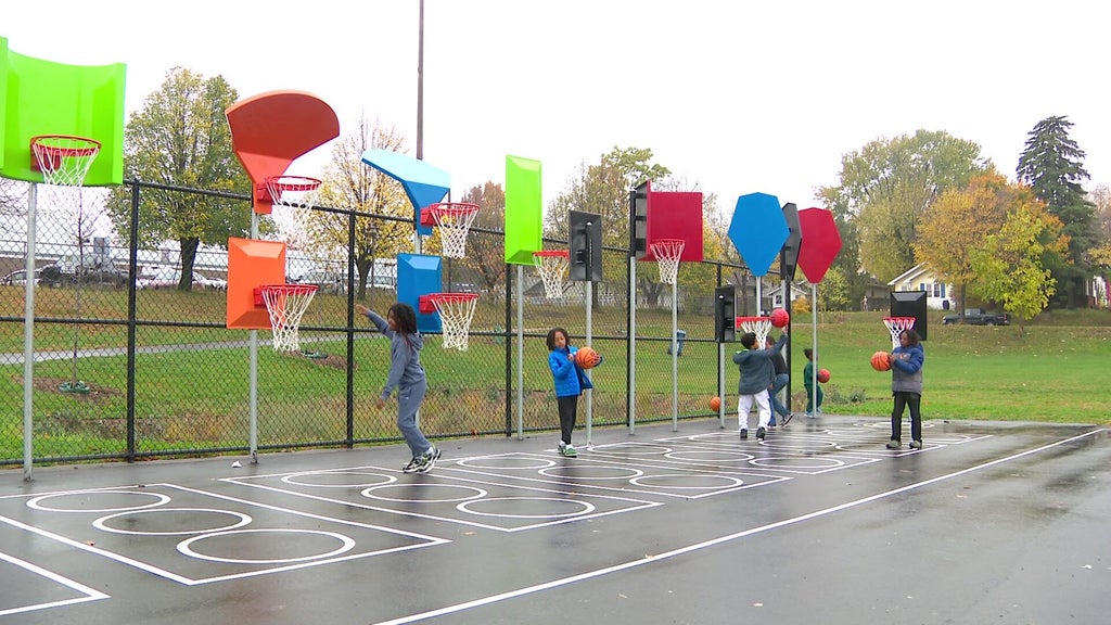 Children playing at the newly renovated Cleveland Park in North Minneapolis