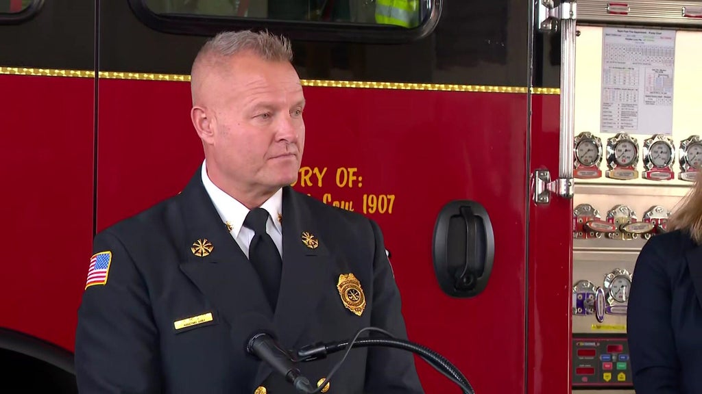 St. Paul Fire Chief nominee Jeramiah Melquist speaking at a press conference.