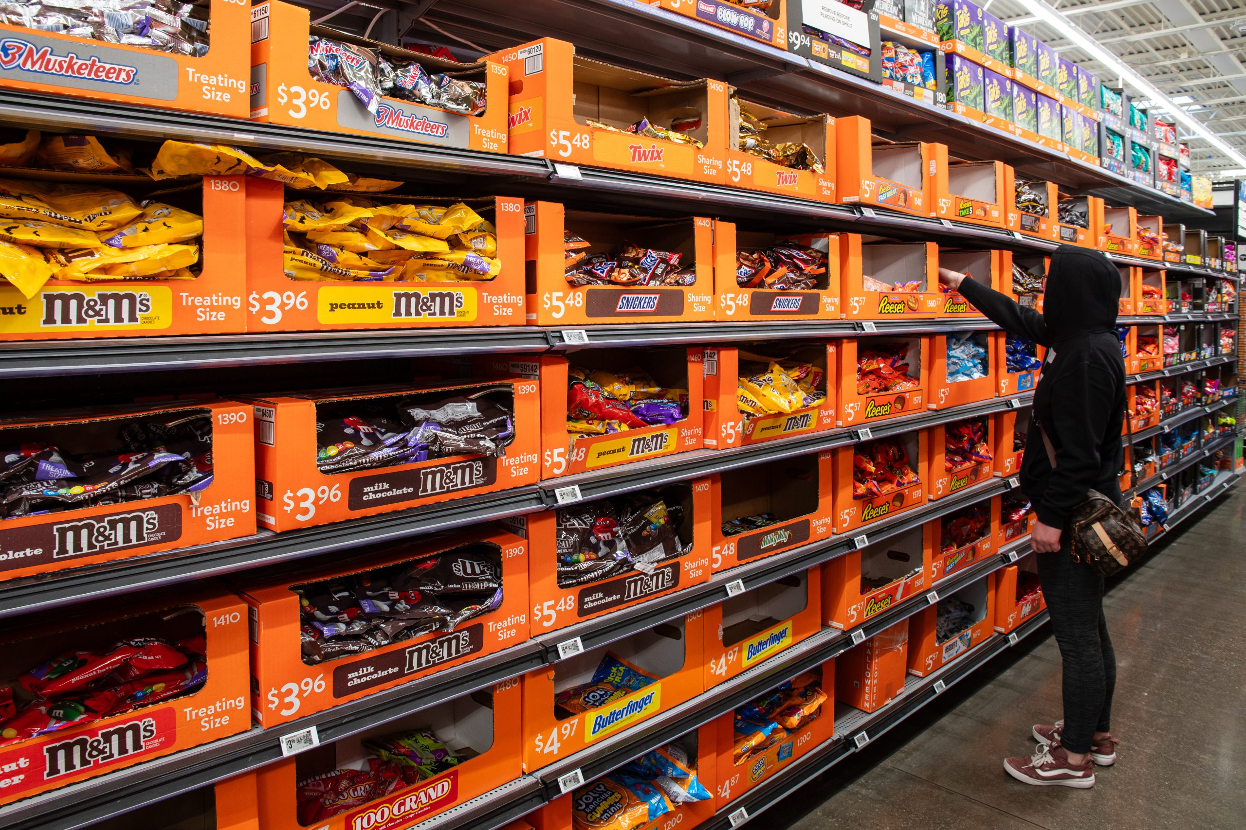 Halloween candy assortment with popular treats